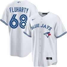 Toronto Blue Jays 68 Fluharty White Cool Base Men Jersey