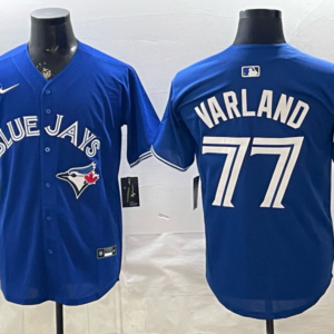 Toronto Blue Jays 77 Louis Varland Blue Cool Base Men Jersey
