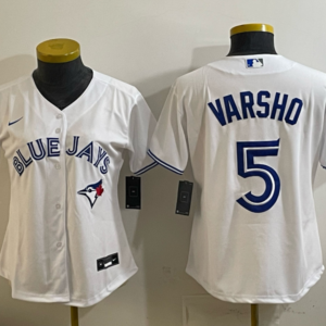 Toronto Blue Jays 5 Varsho White Cool Base Women Jersey