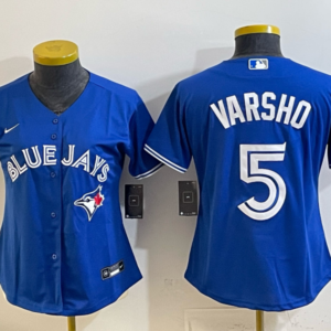Toronto Blue Jays 5 Varsho Navy Cool Base Women Jersey