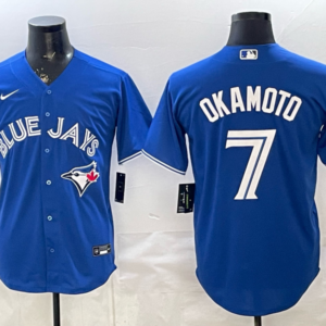Toronto Blue Jays 7 Okamoto Blue Cool Base Men Jersey