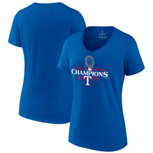 MLB Rangers Royal 2023 World Series Champions Women T-Shirt(Run Small)
