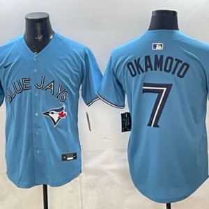 Toronto Blue Jays 7 Okamoto Blue Cool Base Men Jersey