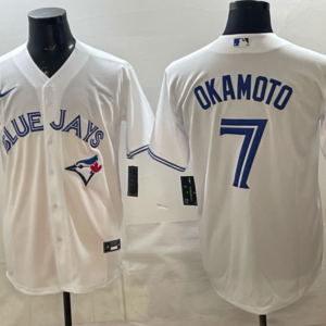Toronto Blue Jays 7 Okamoto White Cool Base Men Jersey
