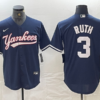 MLB Yankees 3 Ruth Navy Nike Cool Base Men Jersey
