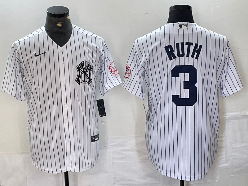 MLB Yankees 3 Babe Ruth White Nike Cool Base Men Jersey