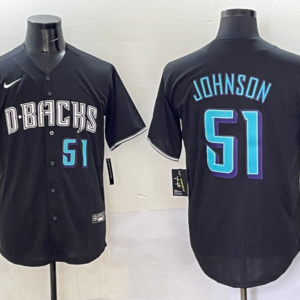 MLB Diamondbacks 51 Randy Johnson Black Nike Cool Base Men Jersey