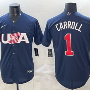 Arizona Diamondbacks 1 Carroll Navy World Cup Cool Base Men Jersey