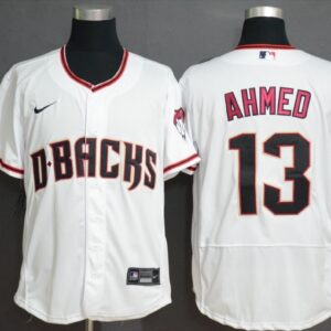 MLB Diamondbacks 13 Nick Ahmed White Flexbase Men Jersey