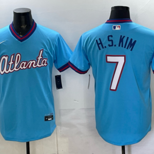 Atlanta Braves 7 H.S.KIM Blue 2026 City Connect Cool Base Men Jersey