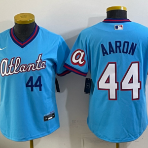 Atlanta Braves 44 Aaron Blue 2026 City Connect Cool Base Youth Jersey