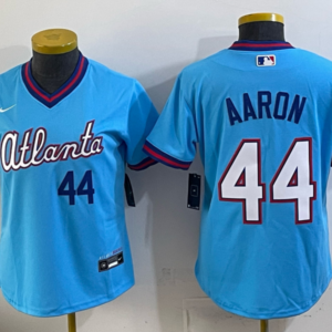 Atlanta Braves 44 Aaron Blue 2026 City Connect Cool Base Women Jersey