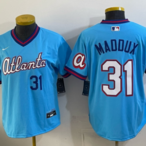 Atlanta Braves 31 Greg Maddux Blue 2026 City Connect Cool Base Youth Jersey