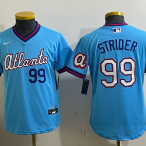 Atlanta Braves 99 Strider Blue 2026 City Connect Cool Base Youth Jersey