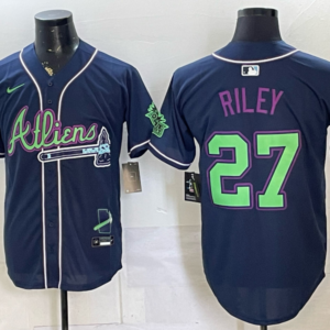 Atlanta Braves x Atliens 27 Riley Navy Men Jersey