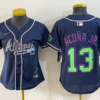 Atlanta Braves x Atliens 13 Acuna Jr Navy Women Jersey