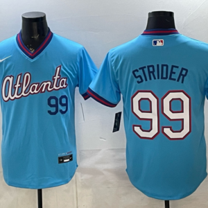 Atlanta Braves 99 Spencer Strider Powder Blue 2026 City Connect Cool Base Men Jersey