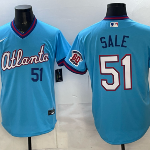Atlanta Braves 51 Chris Sale Powder Blue 2026 City Connect Cool Base Men Jersey