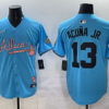 MLB Braves 13 Acuna JR Blue Nike Cool Base Men Jersey