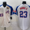 MLB Braves 23 Harris II White City Nike Cool Base Men Jersey