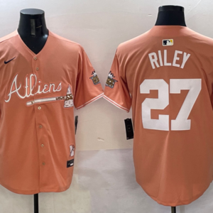 MLB Braves 27 Riley Orange New Nike Cool Base Men Jersey