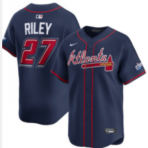 MLB Braves 27 Riley Blue Nike Cool Base Men Jersey
