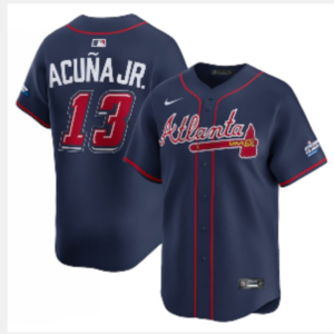 MLB Braves 13 Acuna jr Blue Nike Cool Base Men Jersey