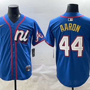 MLB Braves 44 Aaron Blue National League 2025 All Star Nike Cool Base Men Jersey