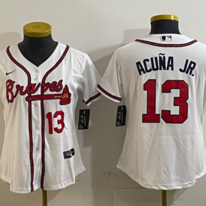 MLB Braves 13 Ronald Acuna Jr White Nike Cool Base Youth Jersey