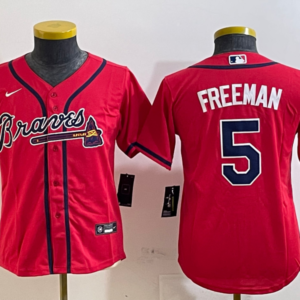 MLB Braves 5 Freddie Freeman Red Nike Cool Base Youth Jersey