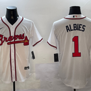 MLB Braves 1 Ozzie Albies White Nike Cool Base Men Jersey