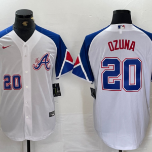 MLB Braves 20 Ozuna White City Connect Nike Cool Base Men Jersey
