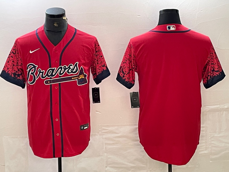 MLB Braves Blank Red Drift Nike Cool Base Men Jersey