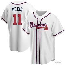 MLB Braves 11  Orlando Arcia White  Nike Cool Base Men Jersey