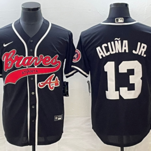 MLB Braves 13 Ronald Acuna Jr Black Baseball Nike Cool Base Men Jersey
