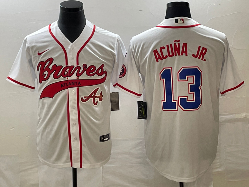 MLB Braves 13 Ronald Acuna Jr Cream Baseball Nike Cool Base Men Jersey