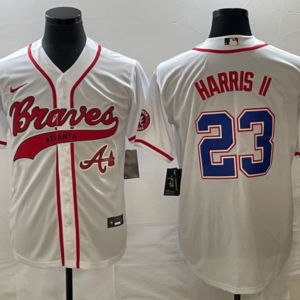 MLB Braves 23 Harris II Cream Baseball Nike Cool Base Men Jersey