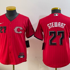Cincinnati Reds 27 Sal Stewart  Red 2026 City Connect Cool Base Youth Jersey
