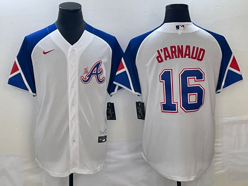 MLB Braves 16 D'arnaud White 2023 City Connect Cool Base Men Jersey