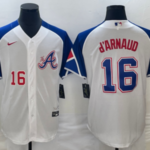 MLB Braves 16 D'arnaud White 2023 City Connect Nike Cool Base Men Jersey