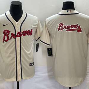 MLB Braves Blank Cream Nike Cool Base Men Jersey