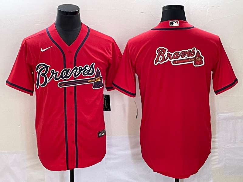 MLB Braves Blank Red Nike Cool Base Men Jersey