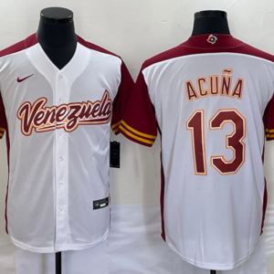 Team Venezuela Braves 13 Ronald Acuna Jr White Wolrd Cup Cool Base Men Jersey