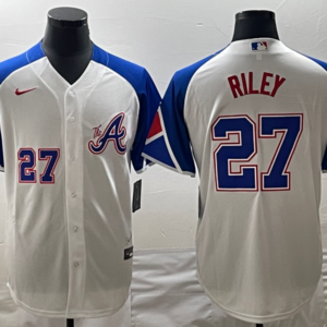 MLB Braves 27 Austin Riley White 2023 City Connect Nike Cool Base Men Jersey