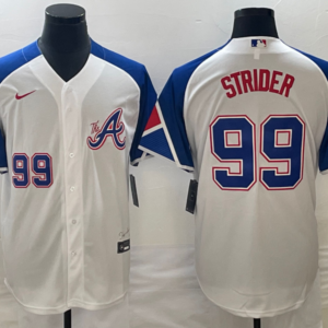 MLB Braves 99 Spencer Strider White 2023 City Connect Cool Base Men Jersey