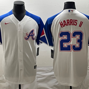 MLB Braves 23 Harris II White 2023 City Connect Nike Cool Base Men Jersey