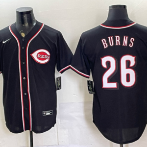 Cincinnati Reds 26 Burns 2026 Black Out Men Jersey