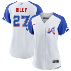 MLB Braves 27 Austin Riley White 2023 City Connect Nike Cool Base Women Jersey(Run Small)