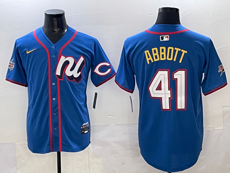 MLB Reds 41 Abbott Blue National League 2025 All Star Nike Cool Base Men Jersey