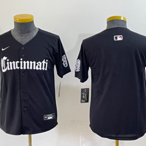 MLB Reds Blank Black New Black Nike Cool Base Youth Jersey